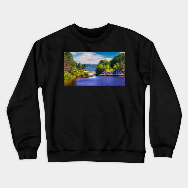 Body of Water in Rural Maine Crewneck Sweatshirt by kenmo